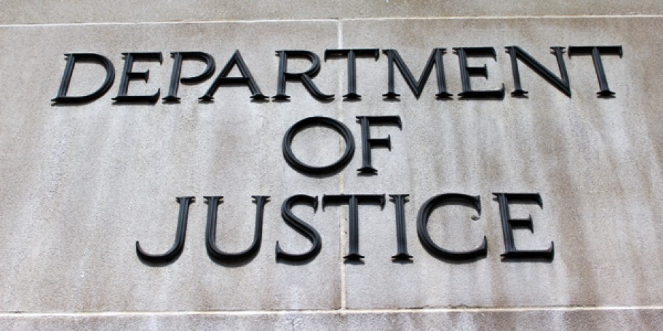 Department of Justice sign.