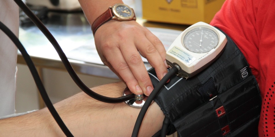 close up of blood pressure procedure.