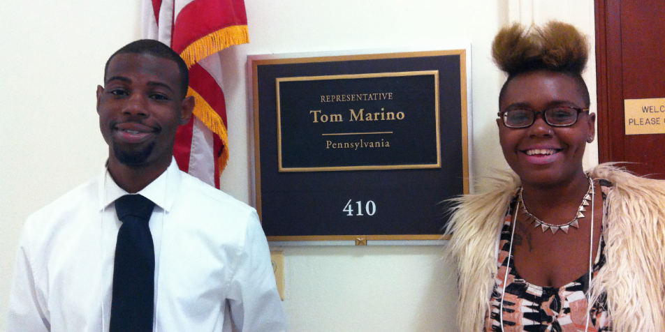 Tevin and Jasmine at a U.S. senator's office.