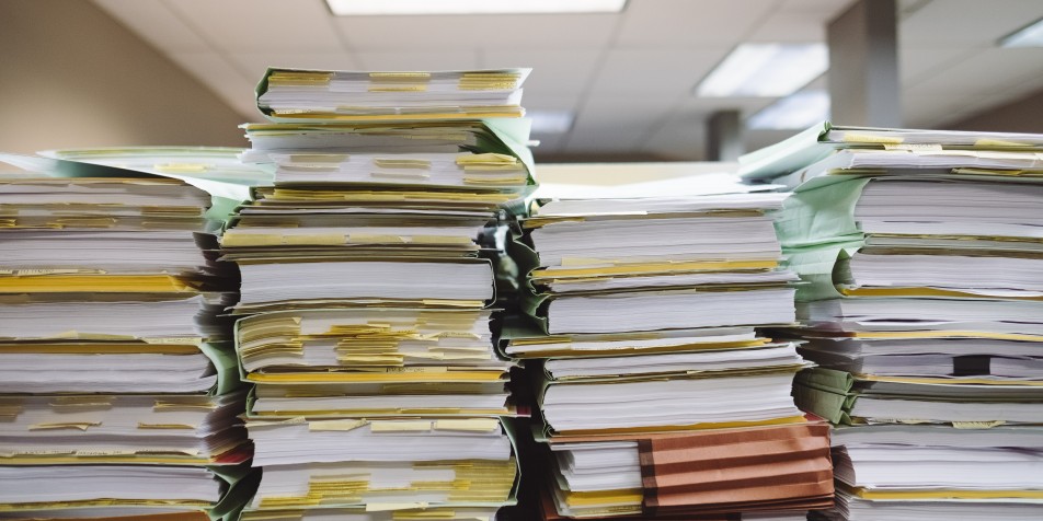 stacks of paperwork