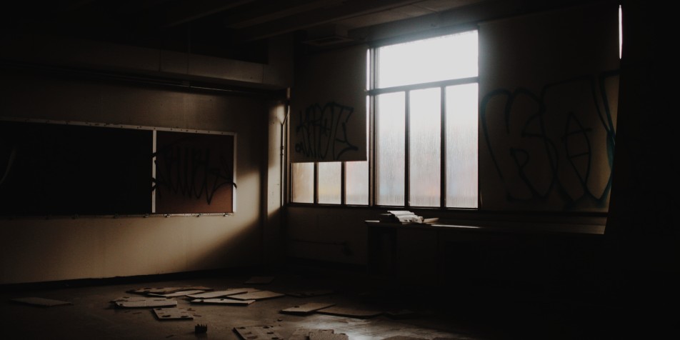 abandoned run down class room