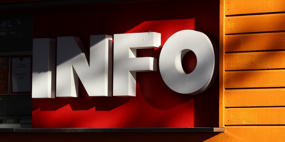 the word "info" written in white on a red background