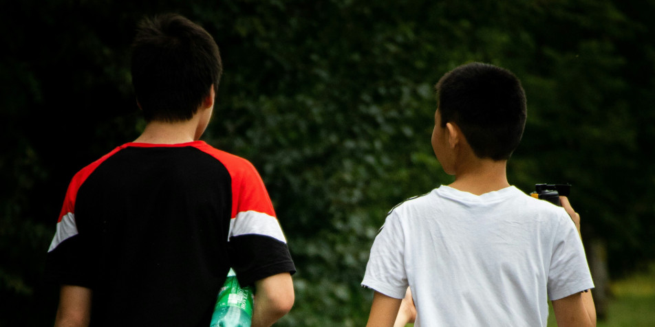 Two teens walking 